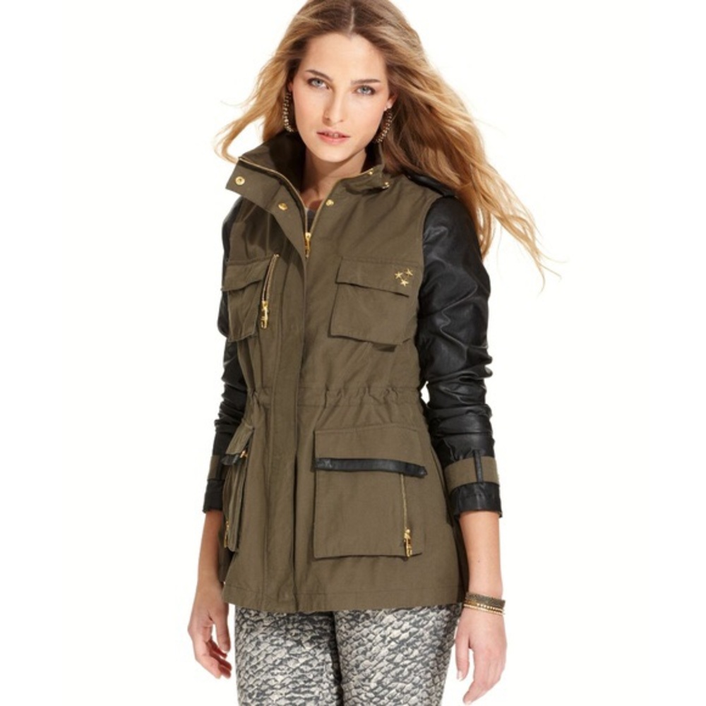 Steve Madden faux leather sleeve anorak jacket